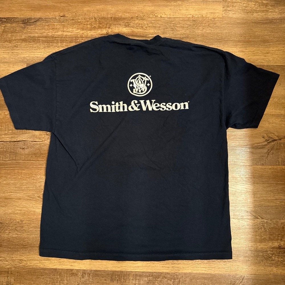Smith & Wesson Mens Navy Blue Graphic T-Shirt 2XL 100% Cotton Short Sleeve Tee